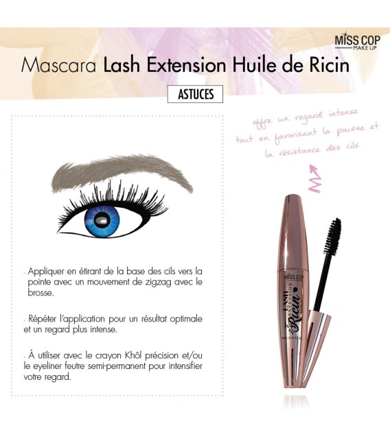 Prodlužující řasenka Noir Lash Extension s vitamínem A– HUILE DE RICIN